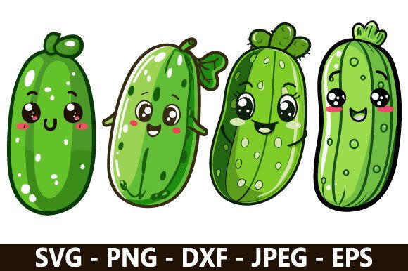 Cartoon Cucumber SVG Bundle: Creative Design Assets