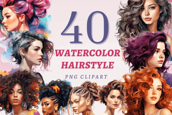 Elevating Digital Design with a Watercolor Hairstyle PNG Bundle