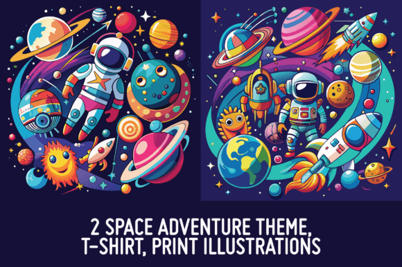 Maximizing the Impact of 2 Space Adventure Theme Illustrations in Your Creative Projects