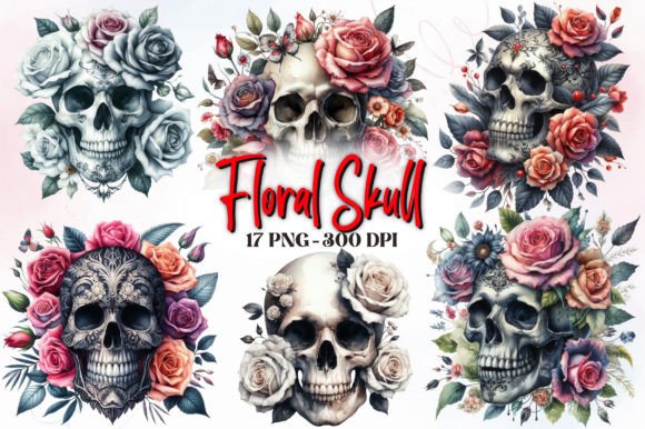 The Artistic Fusion of Life and Mortality in Watercolor Floral Skull Clipart
